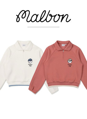 韩国malbon golf高尔夫女装长袖T恤半拉链翻领弹力舒适25秋冬新款
