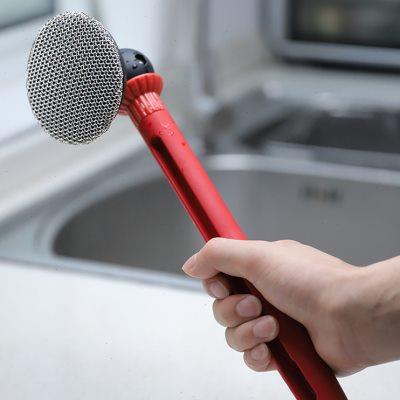 刷锅神器不锈钢刷子洗碗刷洗锅刷厨房清洁锅刷长柄刷钢丝球带柄