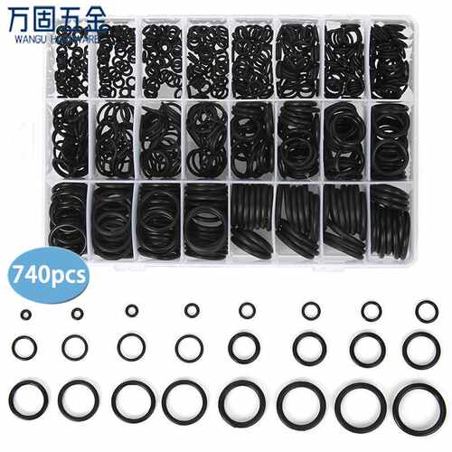 汽车空调密封圈 740pcs盒装耐高温黑色丁晴胶O型圈密封圈组套