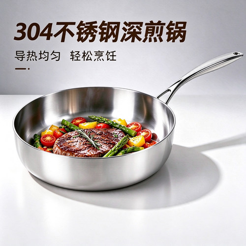 304不锈钢涂层平底煎锅牛排