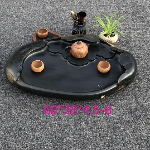 歙砚龙尾砚天然石材家用茶盘茶台简约茶海鹅卵石极简茶具国潮风