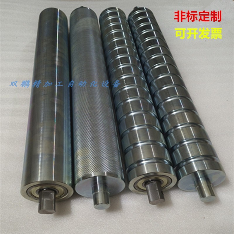 不锈钢304滚筒无动力压花主从动辊皮带线滚轮镀锌电镀轴包胶托辊
