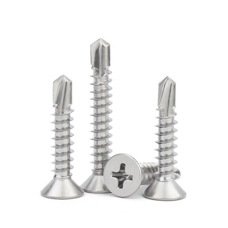 410不锈钢平头钻尾自攻螺丝沉头十字钴铁自钻螺钉M3.5 M4燕尾丝钉