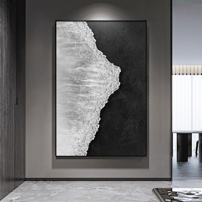 象艺术海浪手绘油画入户肌玄关装饰画客厅大落地幅海浪轻咛画立体图片