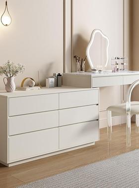 现代简约梳妆台卧室红化轻ZRI奢斗柜网一体小户型奶油风卧主妆桌