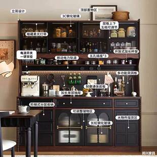 2025法式实木边柜体柜靠墙大容QML量收纳美餐式岩板高一柜酒柜茶