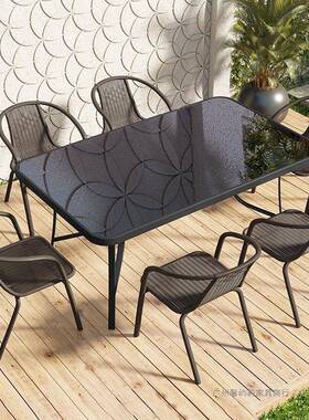 户外装桌椅庭晒院带伞休闲套藤室椅三件套XNS防水防露天外花园小