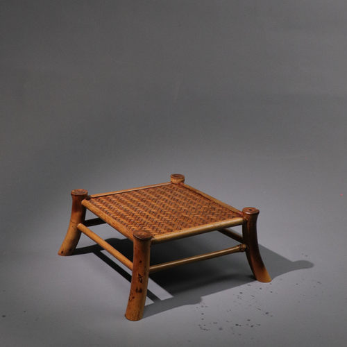 手工制作梅鹿竹兰花架编织席面展示架桌面展台茶棚花几菖蒲棚装饰