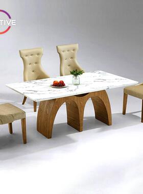 创设计实木餐中古风餐台简约餐厅意桌JY-T2010店酒长方形大理石餐