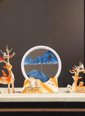 沙漏流创招意摆件rMmwJe4Q客沙画财鹿厅玄关酒柜电视柜办公