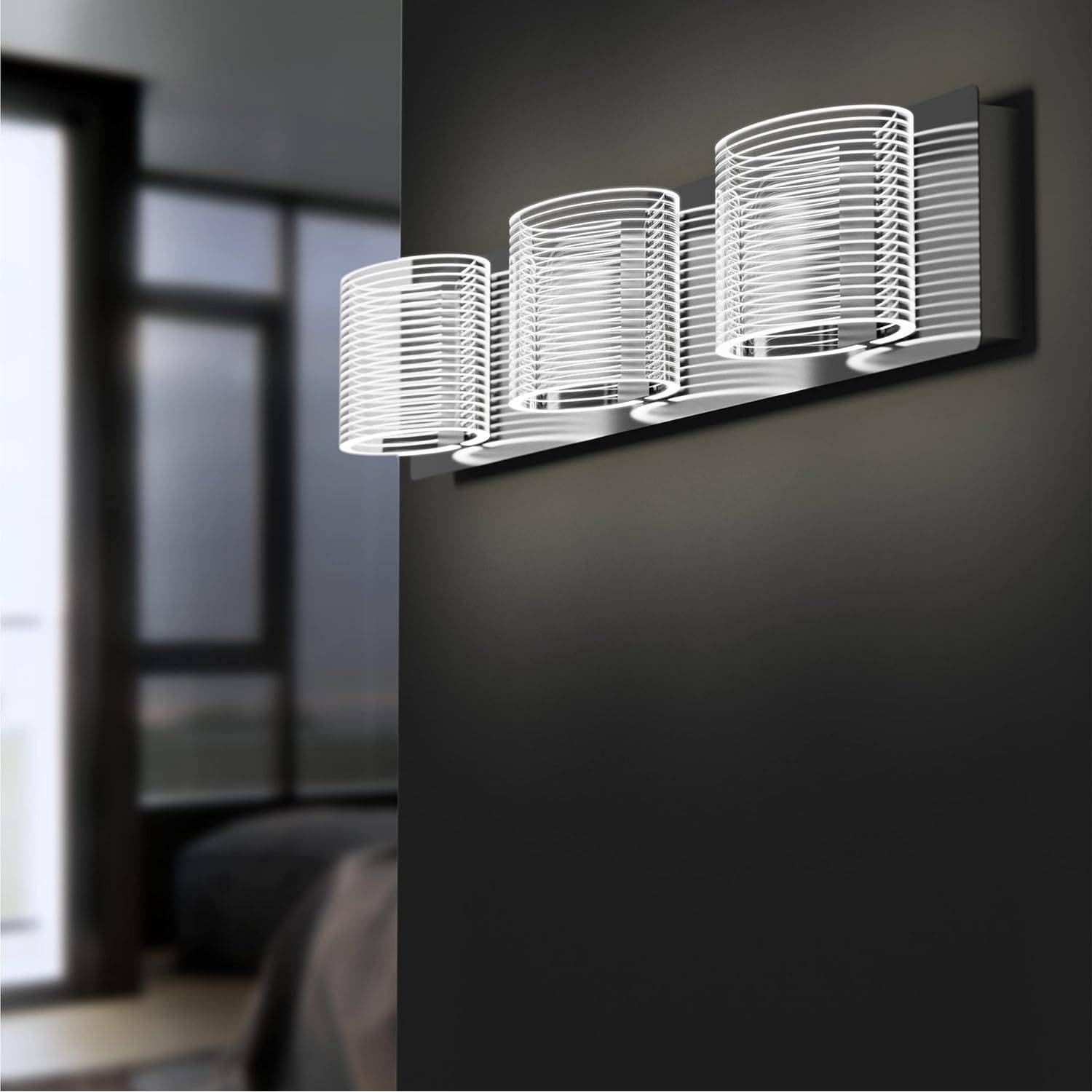 亚马逊透明亚克力镜前灯浴室梳妆台灯带椭圆形透明线性镀铬壁灯