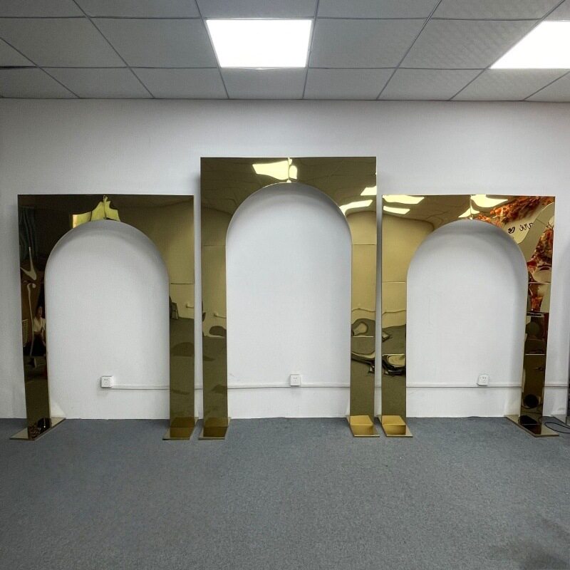 金色婚礼背景架不锈钢屏风背景装饰道具户外婚庆装饰摆件拱门