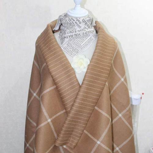 现货大格子毛衣布料秋冬双面条纹毛面呢面料粗XKT纺格羊纹料