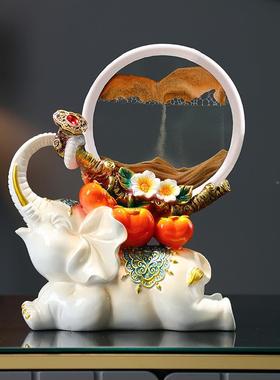 大象摆TSI件流沙画高档装家居饰品办如室客厅玄公关吉祥意工艺品