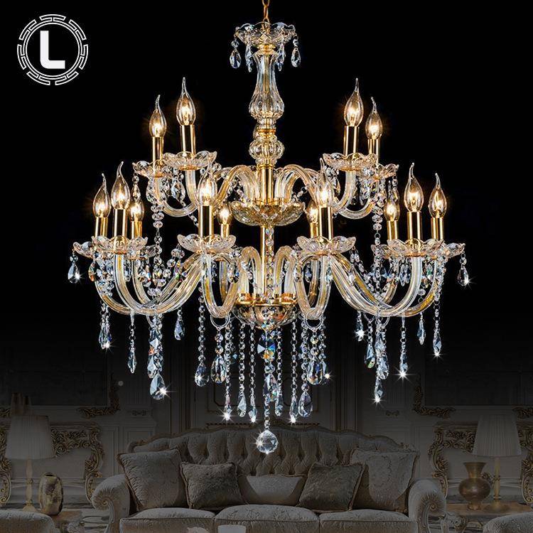 式水吊776灯客厅酒店大堂吊灯晶金灯色蜡烛饰欧卧室餐厅灯具