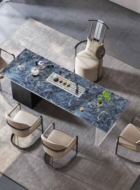 新中岩式轻奢XWF茶桌板组合公一桌五椅办室动自一体茶桌家用泡茶