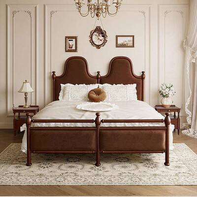 丹梵斯法式中古复古老巴黎床白蜡TTK双木风婚床实木双人床榉木人