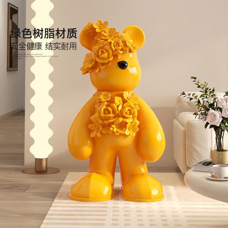 风zls20240奶油大熊落地摆件客大厅玄关气家居装品网红公仔饰雕塑