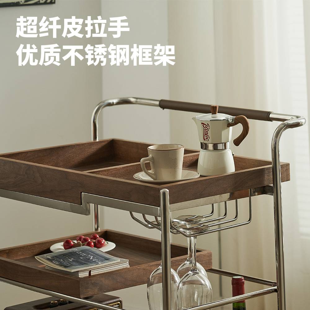 漫时光推车中古实木可移动角几复古沙发边几客厅侧边柜茶几小桌子