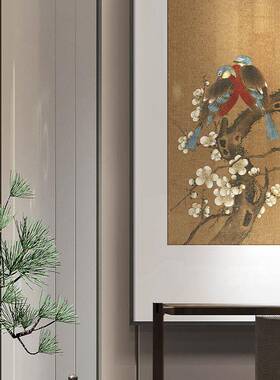 溥饰儒喜新中式客厅玄关装画鹊闹梅书餐厅软装挂画YZ202304多联组