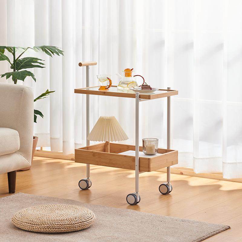 橙舍客厅卧室推车玻可几移动沙发小CS8760边几藤编璃茶餐边桌收纳