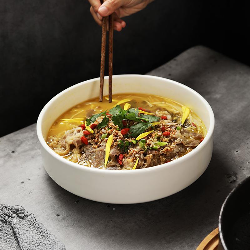 纯白色酒汤店防烫双耳陶瓷F8758SSJ具餐毛血旺大碗水煮酸鱼菜鱼盆