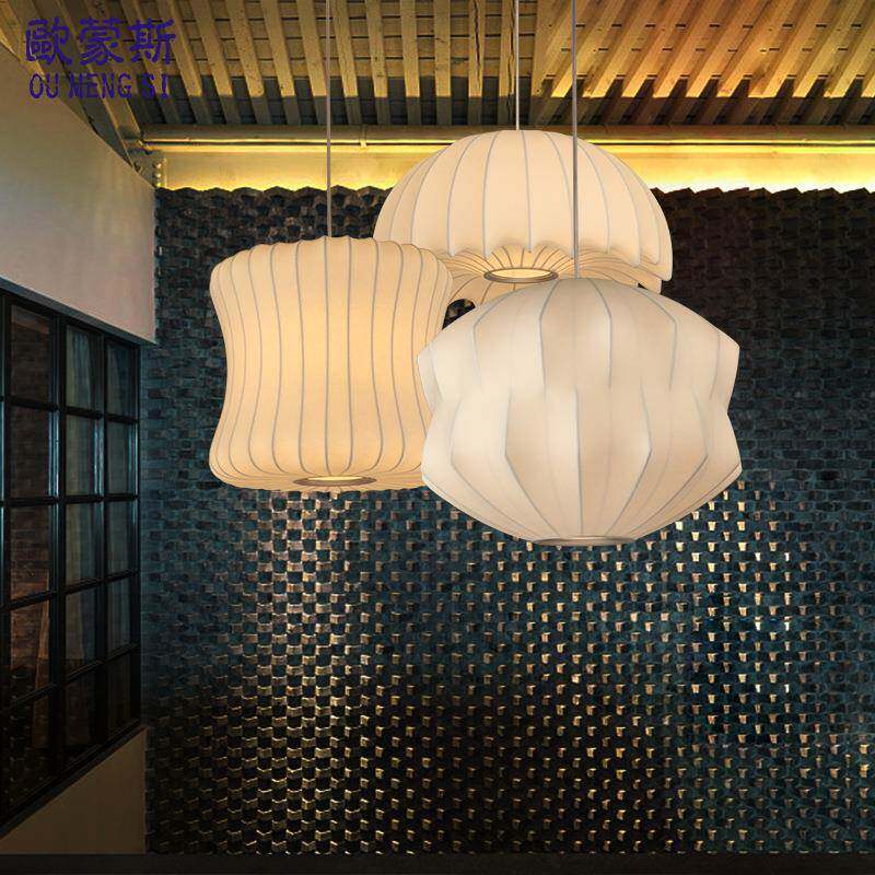 91蚕丝吧灯水母圆形创意餐厅三头吊卧室个性灯中式灯笼乡村台茶楼