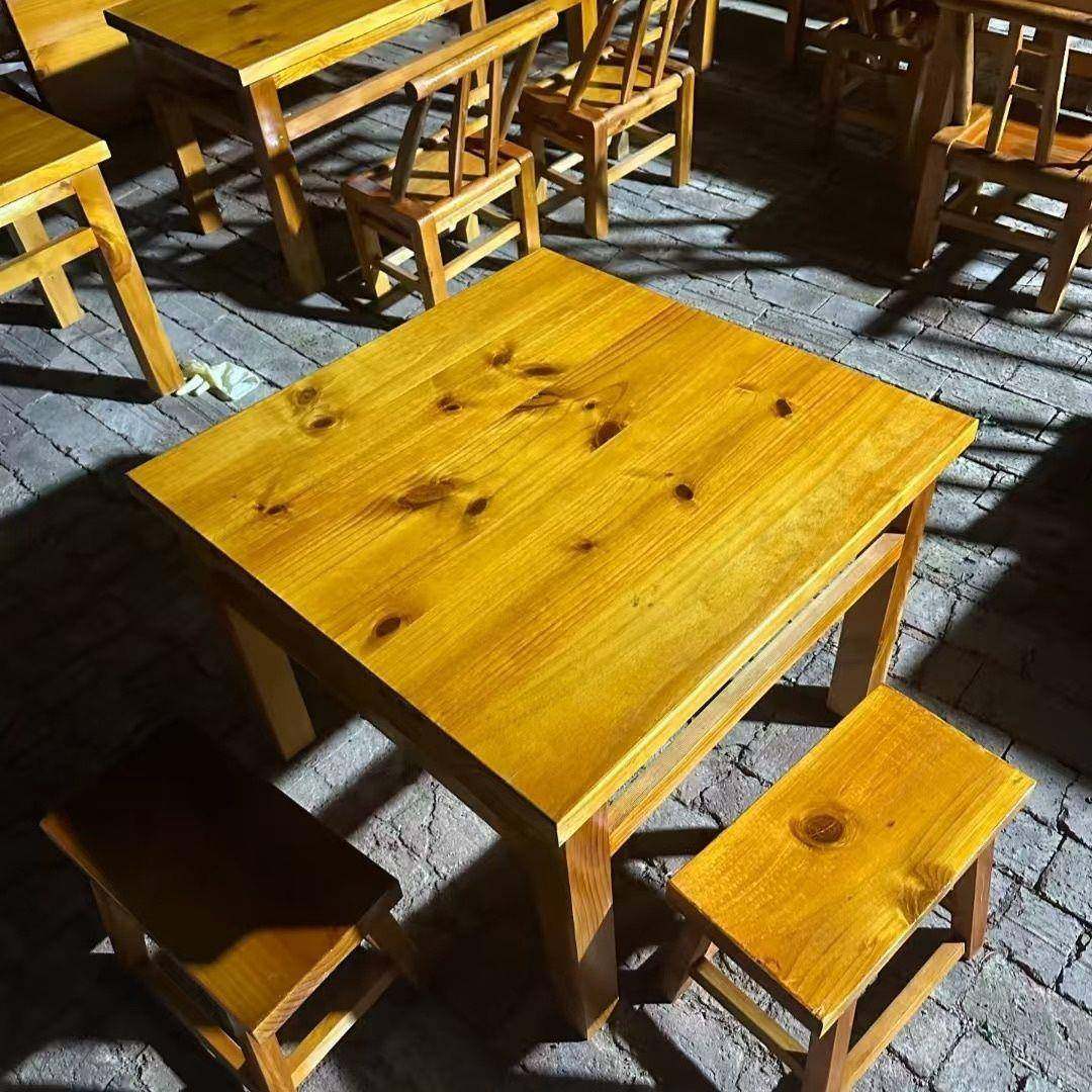 桌椅饭店八仙桌餐桌QDQ餐桌椅中式组馆实木仿古合正方形碳化方面