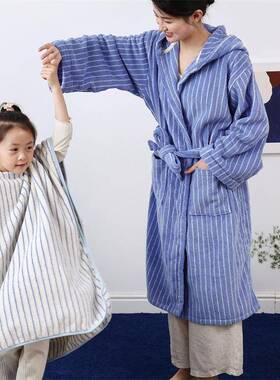 款简约时尚色织条纹篷菱格全新棉成人浴袍吸水斗亲83166子款袍浴A