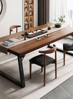 茶桌大椅组合实茶台泡茶桌子AIA办公室简约木腿阳新中式家用台板