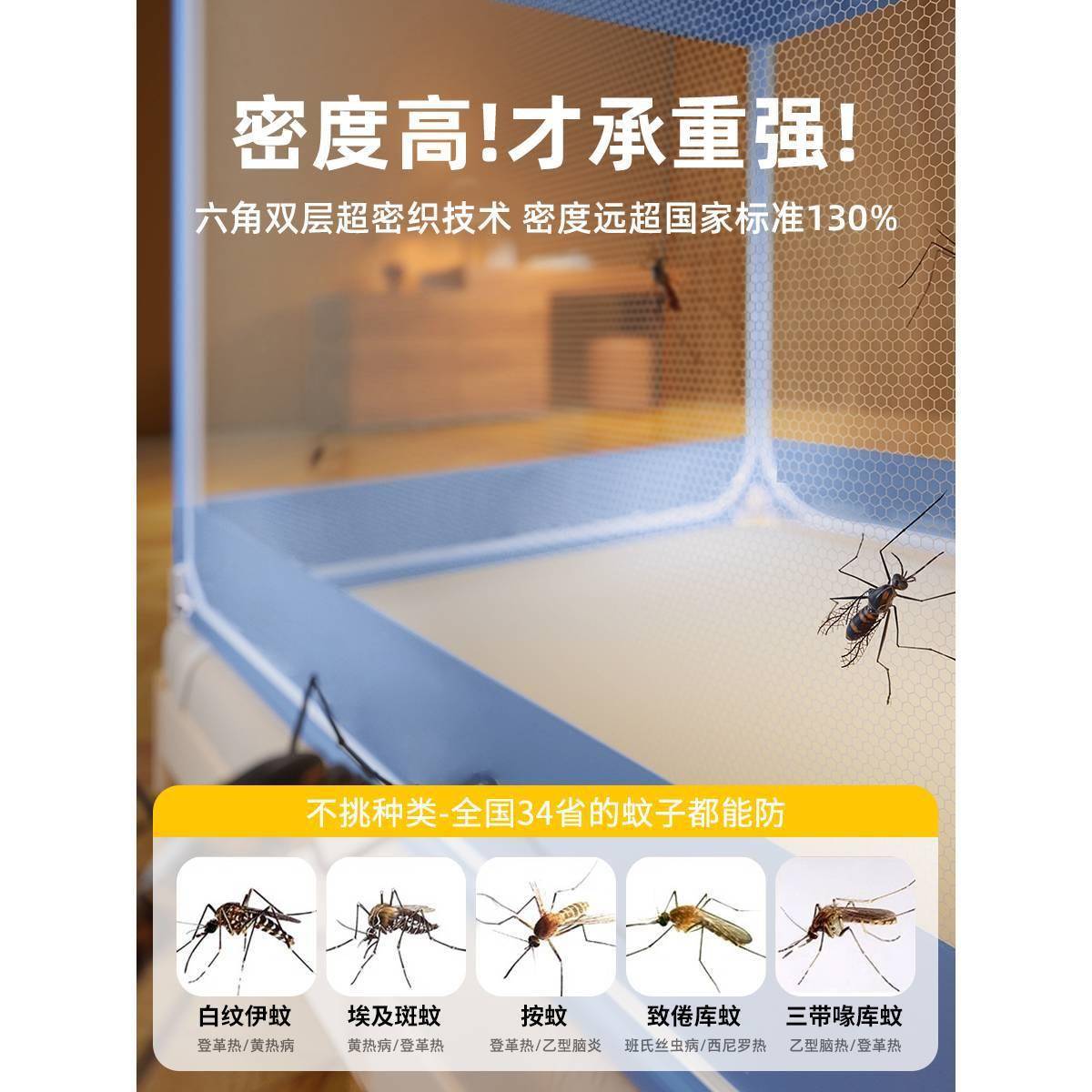 防摔蚊帐家用2025新款卧室免安装蒙古包婴儿童防止掉床全罩式纹帐