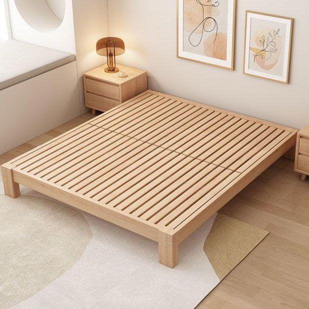 全榉UUK木实木床家户型现代简约1.8双人用单人床0.米无床头用耐9