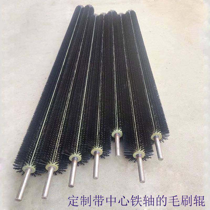 软毛毛刷辊清洗清尾扫钢丝刷辊尼龙丝马猪料鬃塑圆辊BRG筒除尘E1