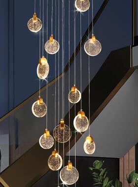 吊别墅复式楼梯灯新款水晶长现代简约8113f轻奢旋转lot公寓挑空吊