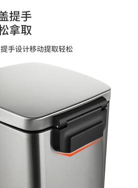 脚踏翻式不锈钢盖垃圾桶L室内办公室2大码WDG0L有盖家0用厨房大号
