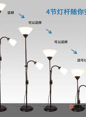 中式子暖光氛围卧室书37045房现代简护眼立式约灯台灯双头落母地