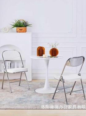 白色郁小金香圆餐洽52017桌椅子小阳台户型客厅卧室休闲谈茶几组