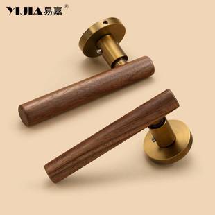 中式黄古锁铜家用房门锁内复古卧室新门磁吸静音分体房间木安门室