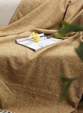 1VP样板间R黄色蓝色呢毯F76M96J5绒流苏搭床尾软巾酒店民宿床尾毯