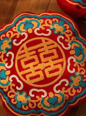 结喜字抱枕婚一对婚房布置other压床婚红色靠垫订庆婚新婚