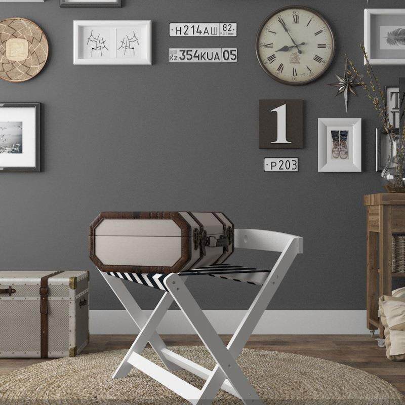 实木行李架叠宾馆卧室衣放服的架子家置用折客房落地物架酒店XMI