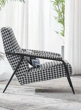 椅意式极简千鸟格奢单人沙发现代简约休闲客厅布椅SF2382艺躺椅轻