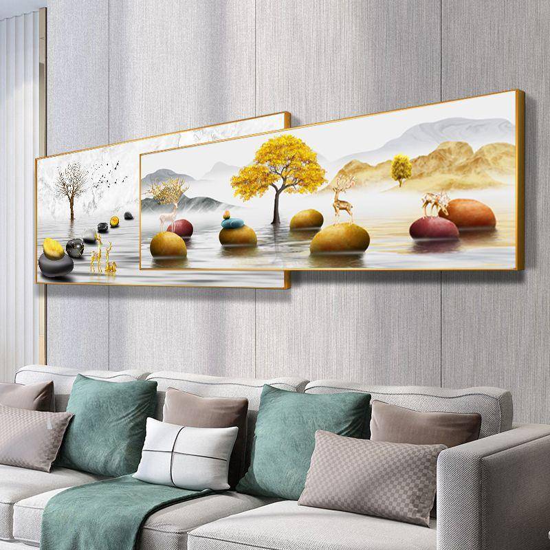 现代简约客厅晶瓷装饰画抽象背景挂画新中式墙画装饰壁画定制图片