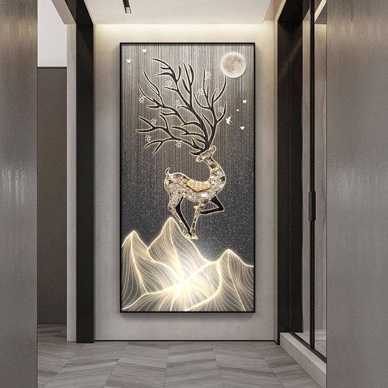 新款简约玄关装饰画入户走廊过道挂画鹿防水玄关画轻奢现代时尚画图片