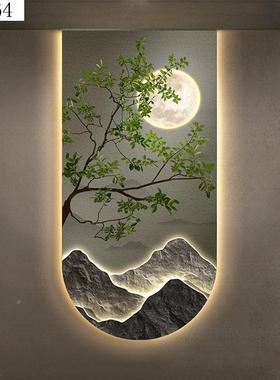 山水绿玄SM10199关装饰简画植大气寓约意好壁画晶瓷镶钻画高档挂