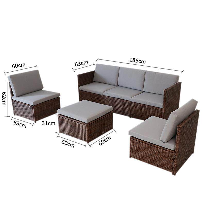 休户外藤编沙发茶几组厅合庭院闲物藤椅客无品牌/室外阳台防水储