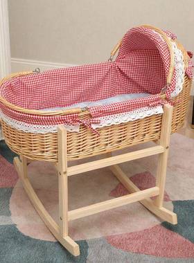 藤新生便手提篮车载携睡篮小编孩摇摇篮床摩西窝外出婴儿AL102316