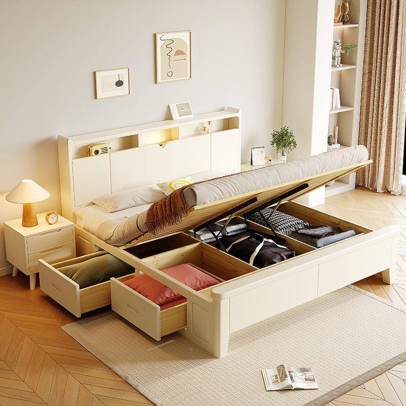 白色实木床F818实木现婚代简8约家用主卧1.米双人床1.米经济型大5