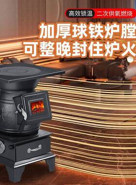 铸铁柴加厚暖炉新款柴煤两取内用煤炭炉子采暖火农ltao8437村家用