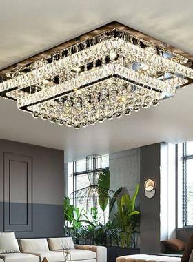 D水晶E灯现灯代简约水晶客厅灯遥控调光卧L8289室餐厅装饰水晶吸